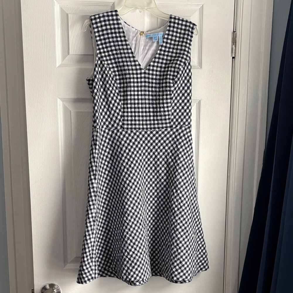 Navy and White Gingham Dress
